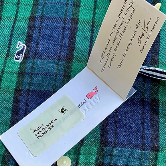 NWT Boy’s Vineyard Vines Black Watch (Charleston Green Plaid) Shirt - Picture 5 of 7